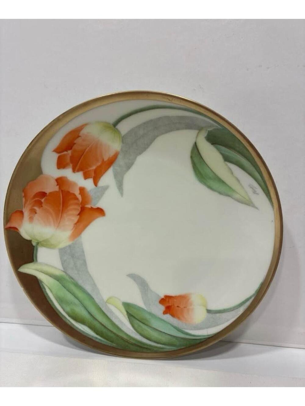 Antique Hand-painted Babaria Tulip Floral signed by Fenice